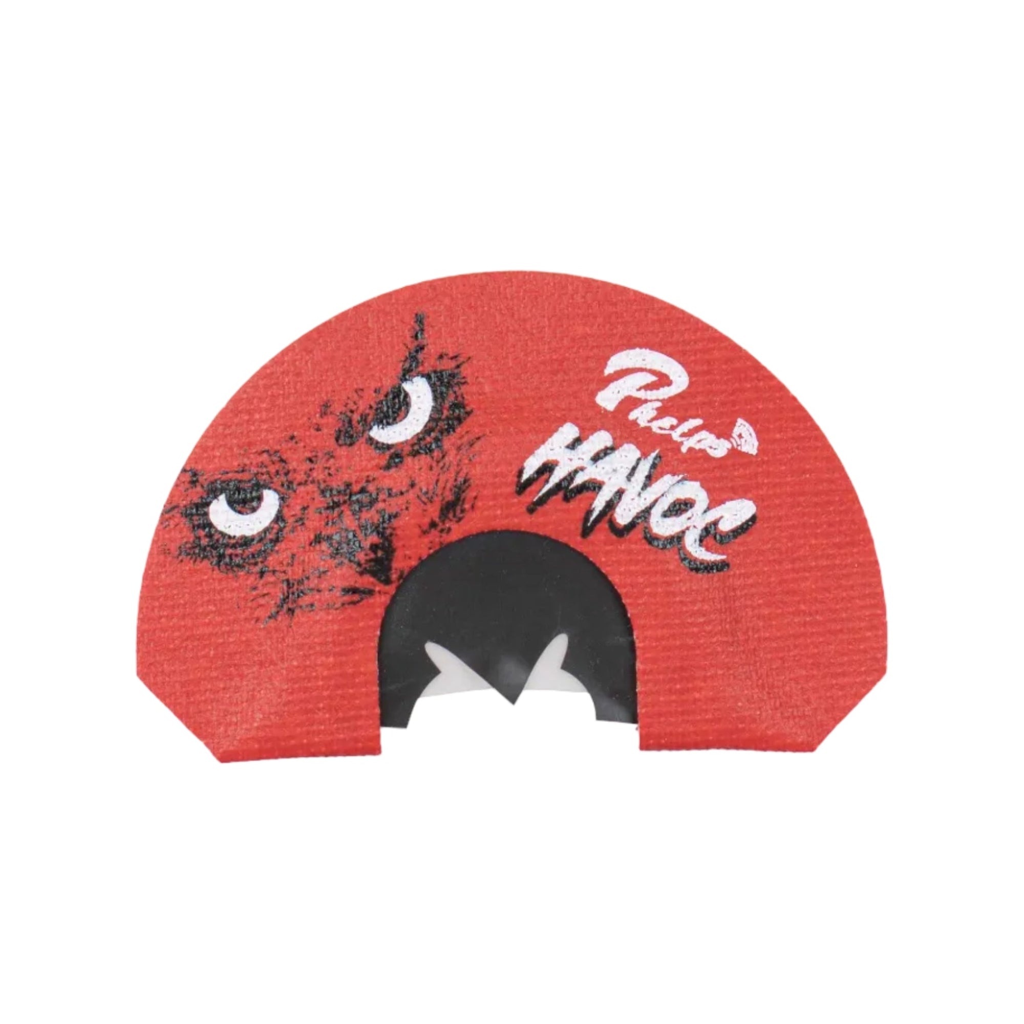 Red Phelps Havoc diaphragm call with a snarling animal eye and fanged mouth graphic.